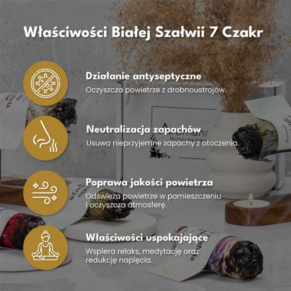 Biała Szałwia 7 Czakr (Pęczek 13cm) Do Medytacji
